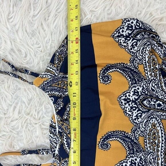 Magic Womens Yellow & Blue Paisley Boho Summer Maxi Dress Spaghetti Straps Large - Picture 6 of 12